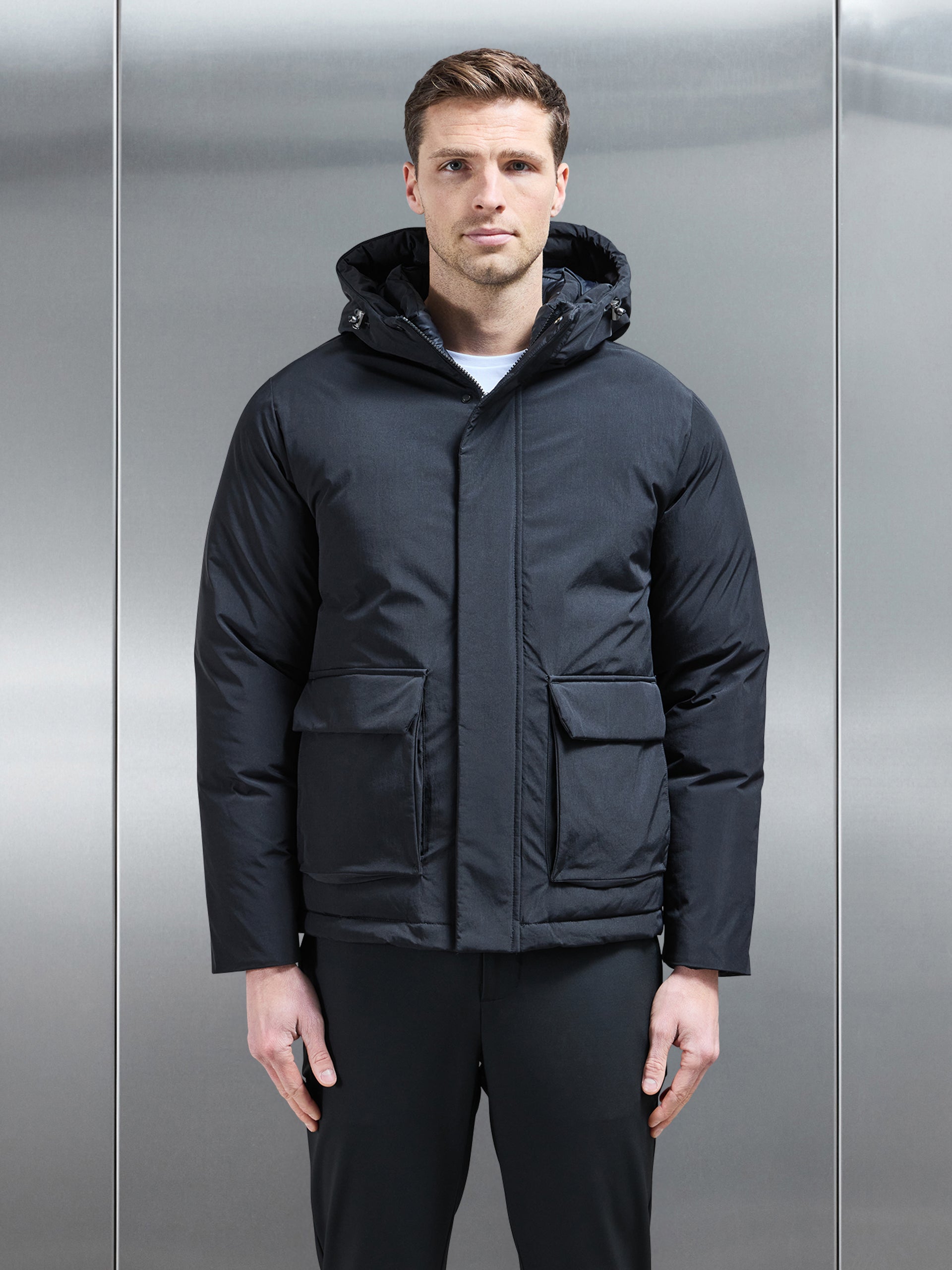 Pocket Puffer Jacket in Black