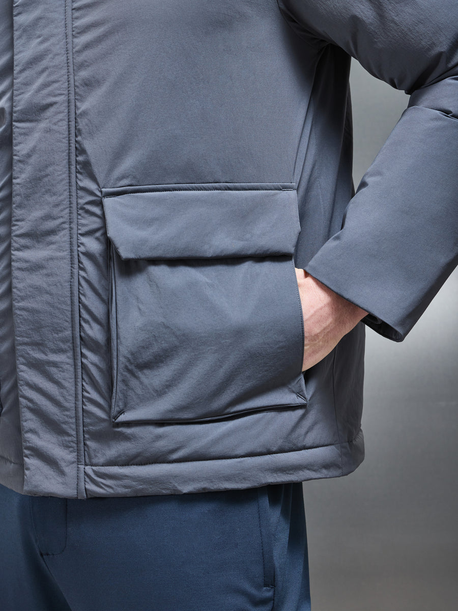 Pocket Puffer Jacket in Grey