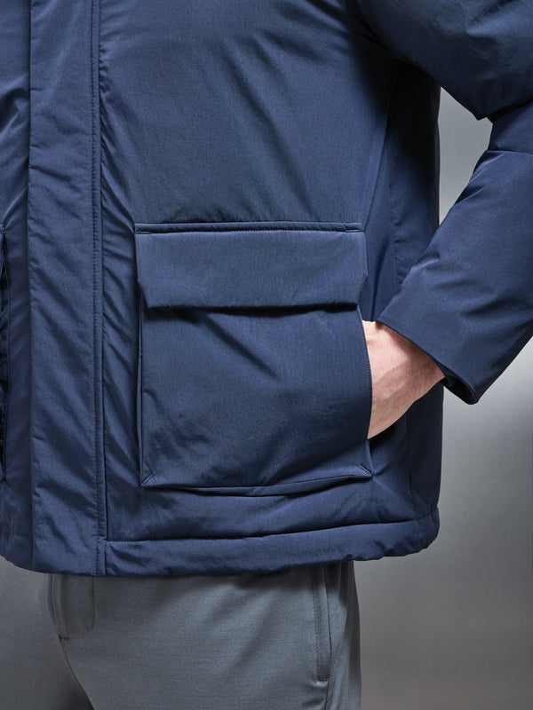 Pocket Puffer Jacket in Navy