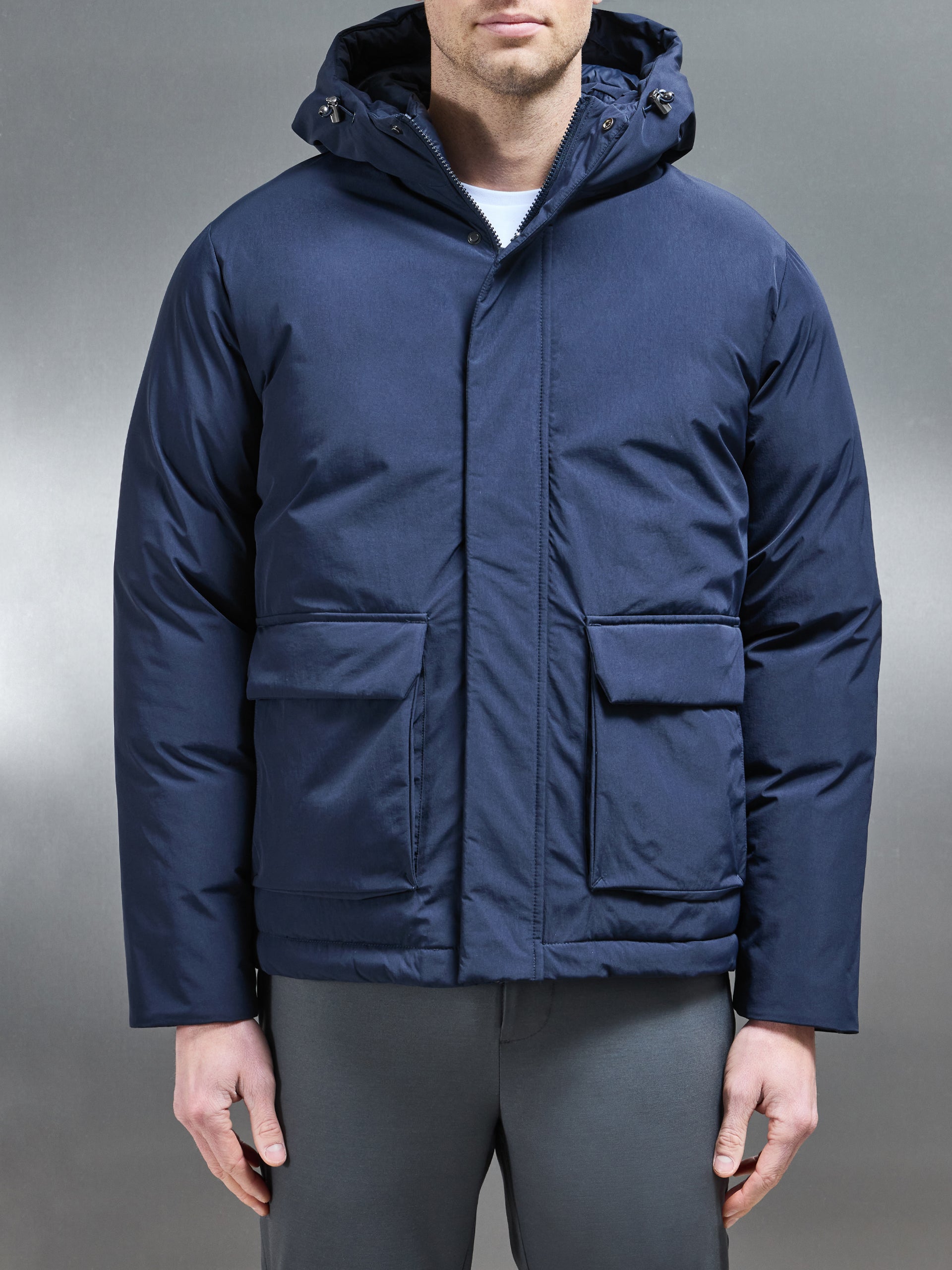 Pocket Puffer Jacket in Navy