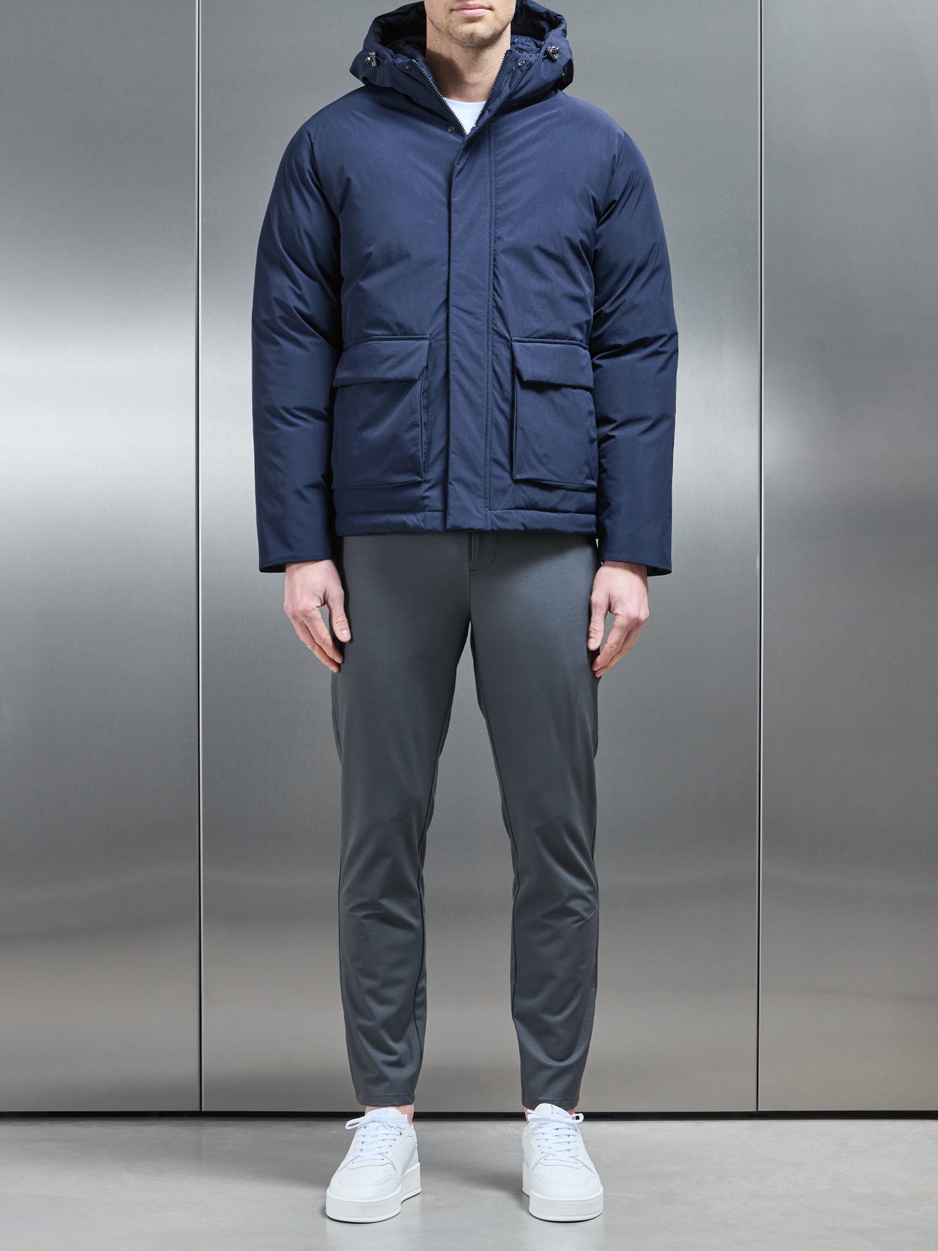 Pocket Puffer Jacket in Navy