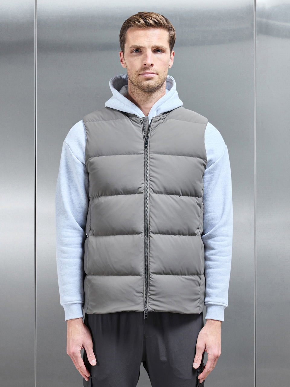 Quilted Bomber Gilet in Olive