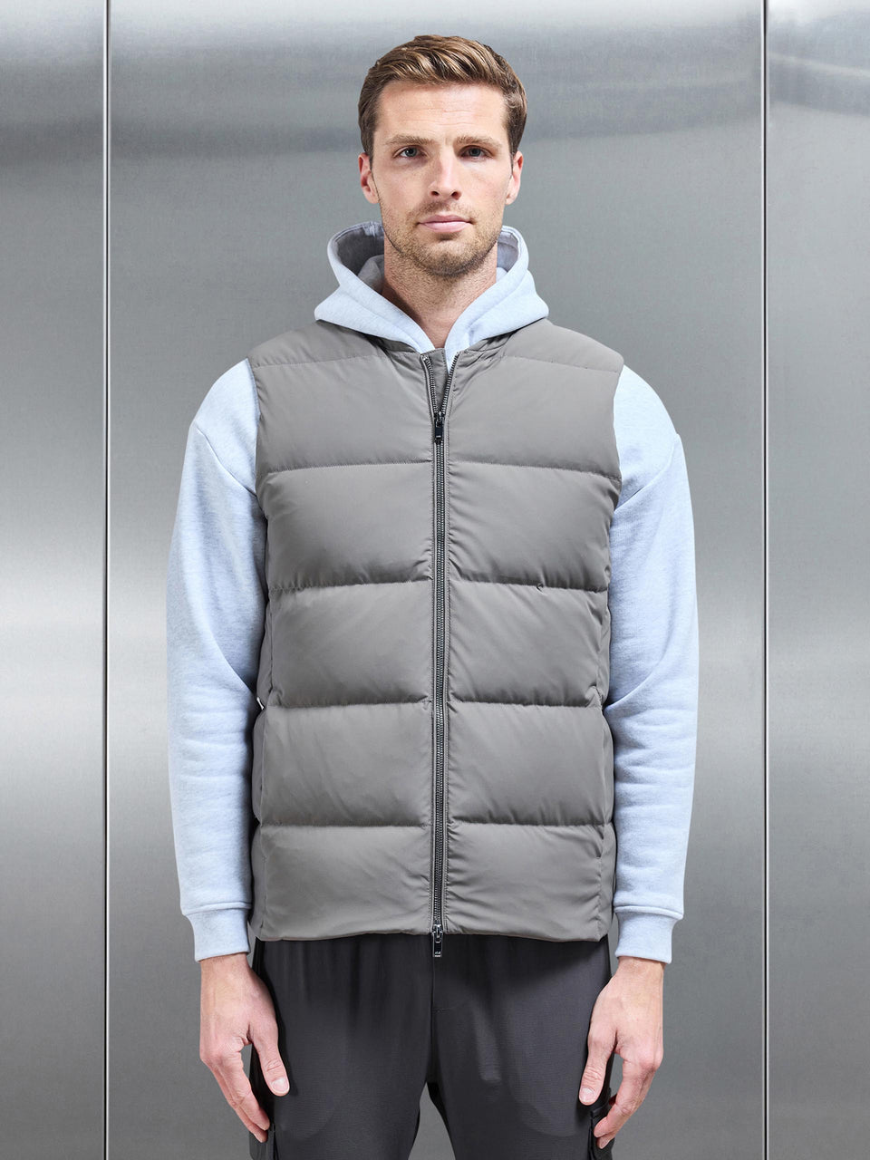 Quilted Bomber Gilet in Olive