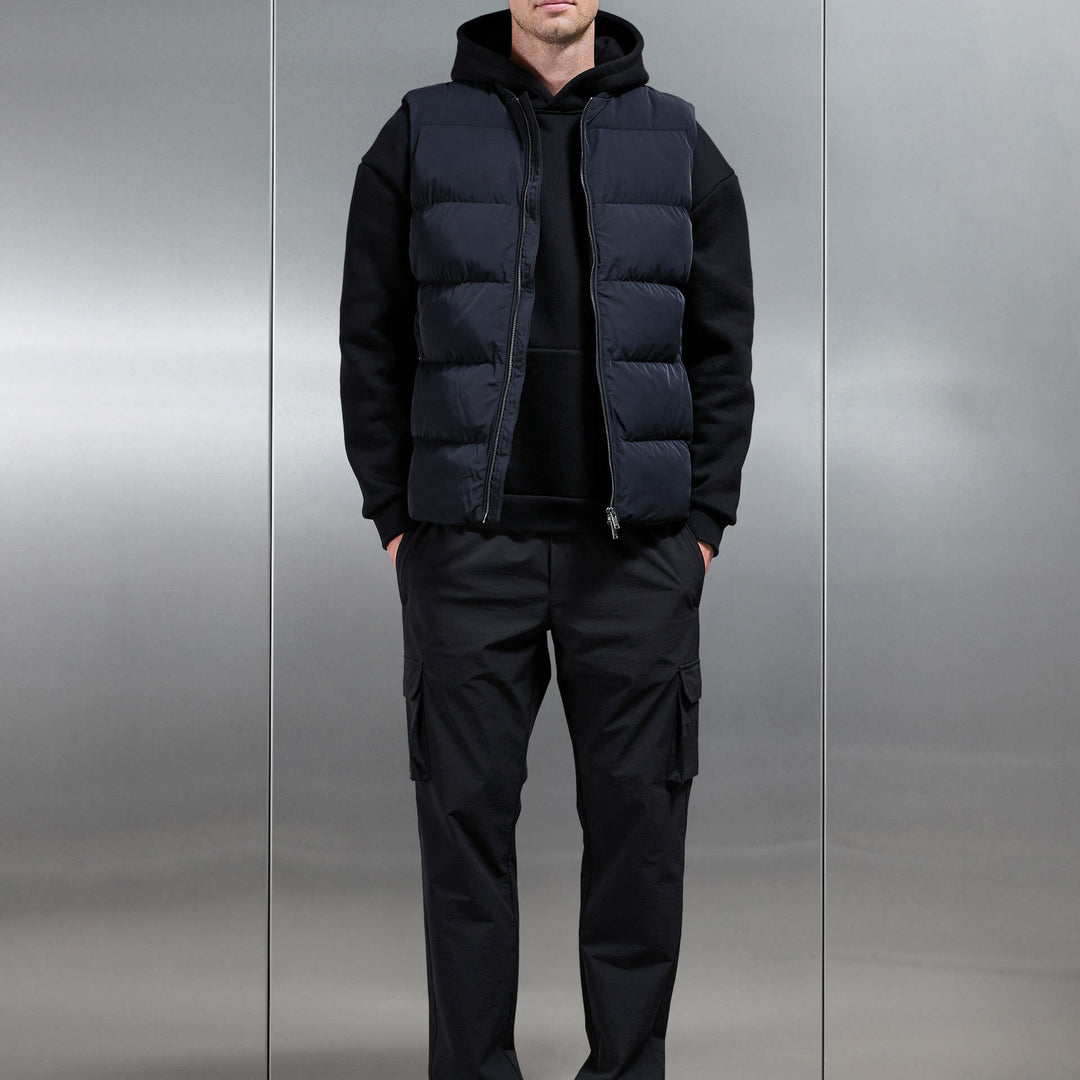 Quilted Bomber Gilet in Black