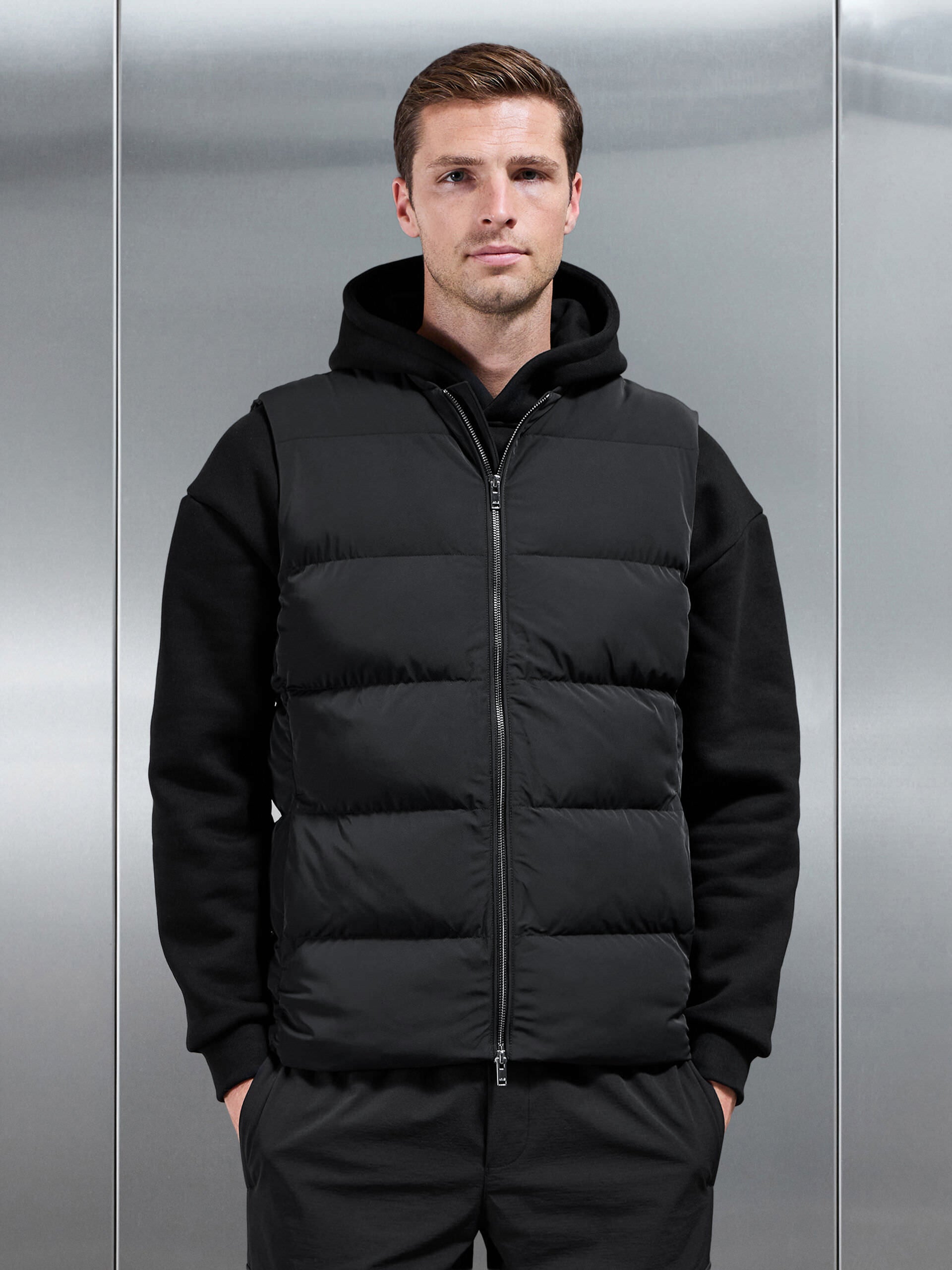 Quilted Bomber Gilet in Black | ARNE UK