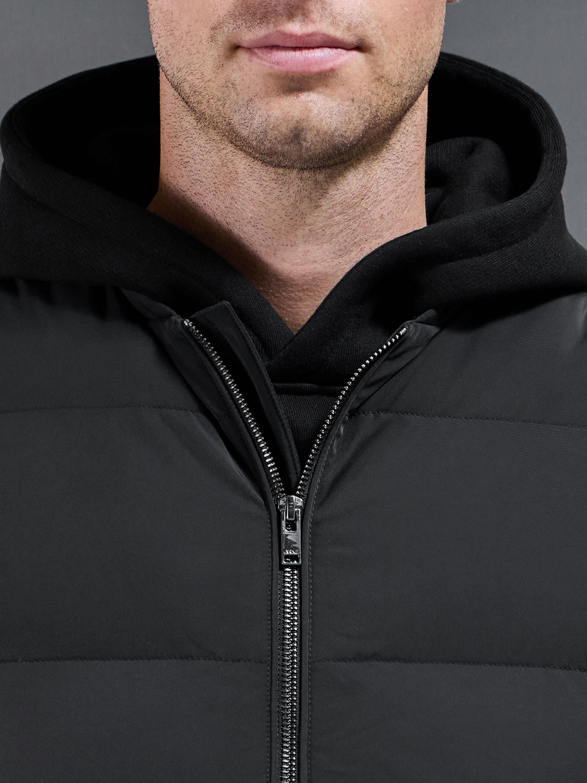 Quilted Bomber Gilet in Black