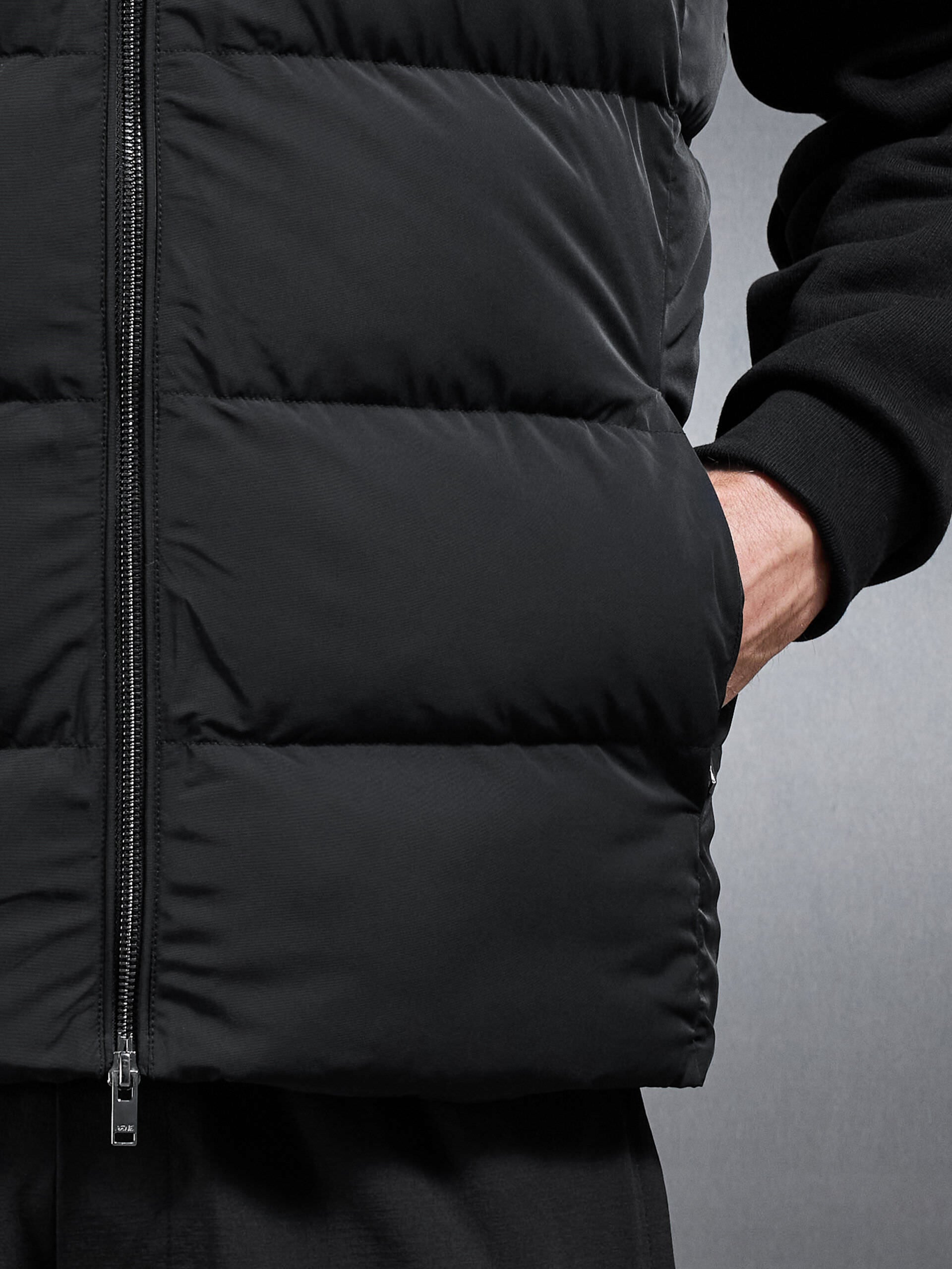 Quilted Bomber Gilet in Black