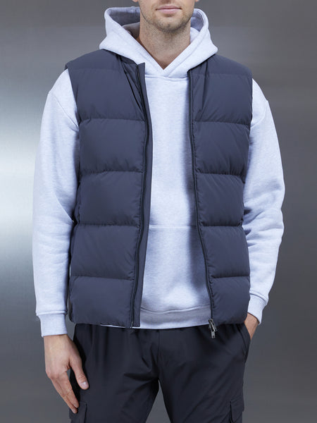 Quilted Bomber Gilet in Grey