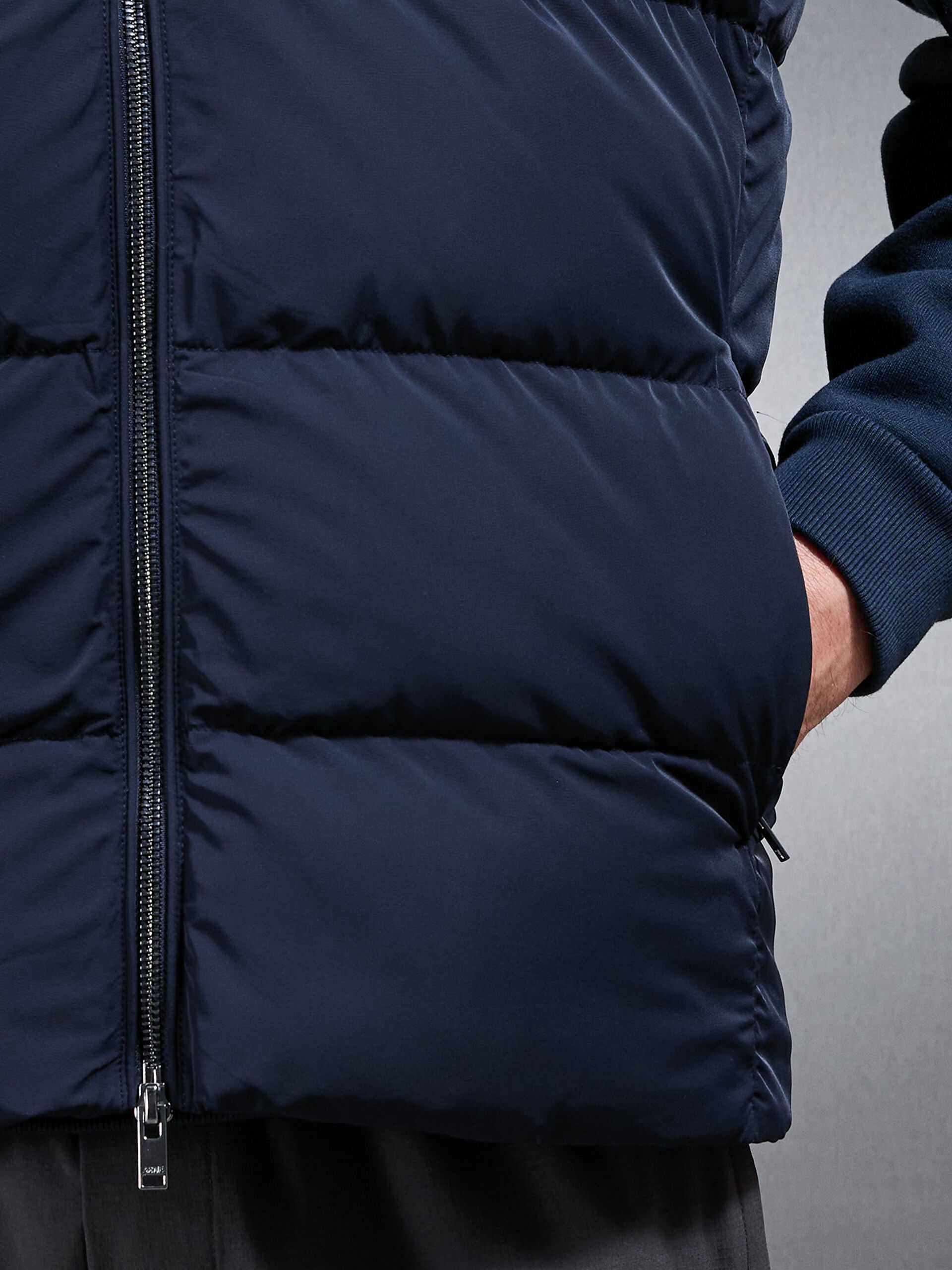 Quilted Bomber Gilet in Navy