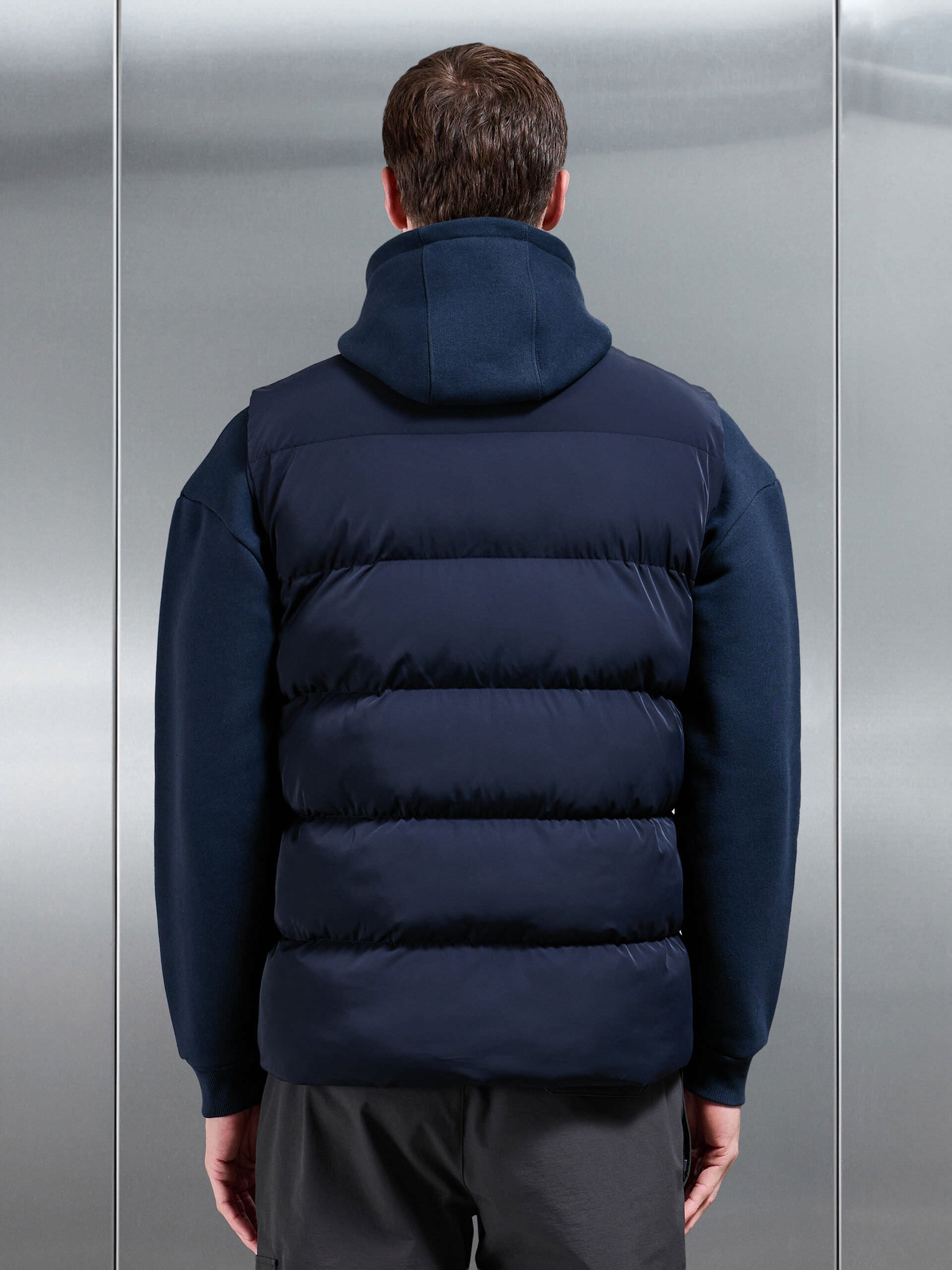 Quilted Bomber Gilet in Navy