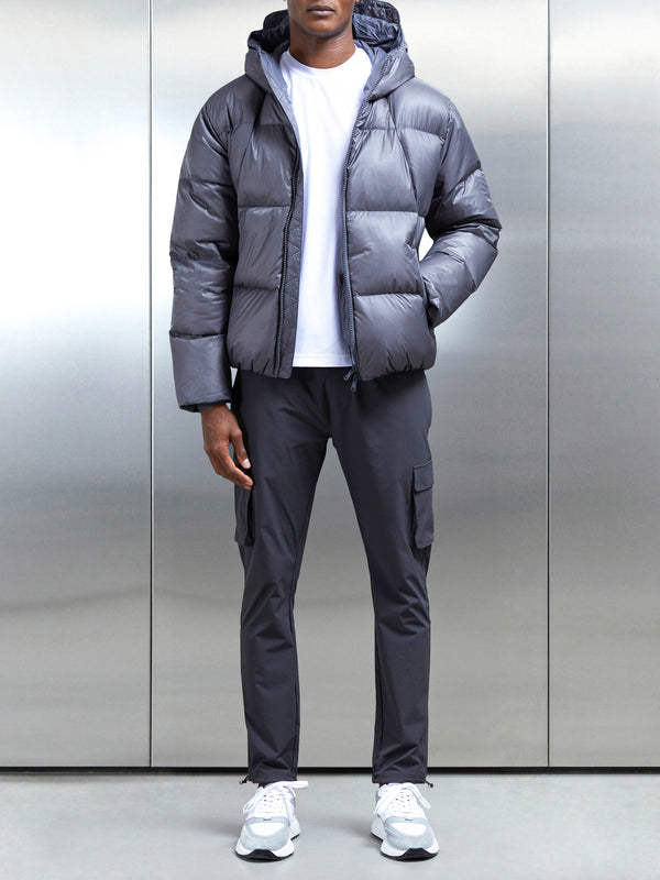 Quilted Down Jacket in Charcoal