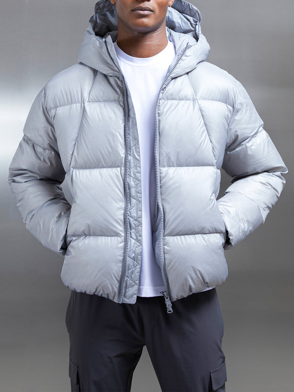 Quilted Down Jacket in Mid Grey