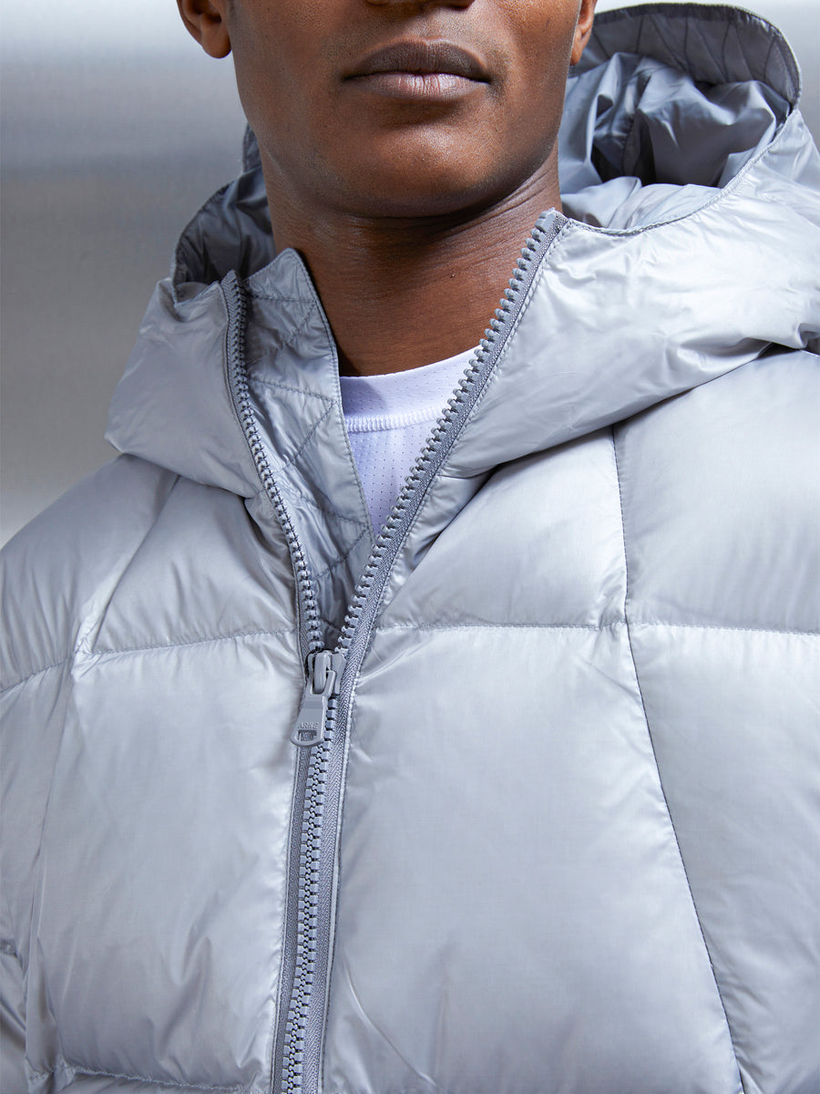 Quilted Down Jacket in Mid Grey