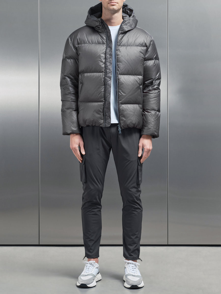 Quilted Down Jacket in Grey