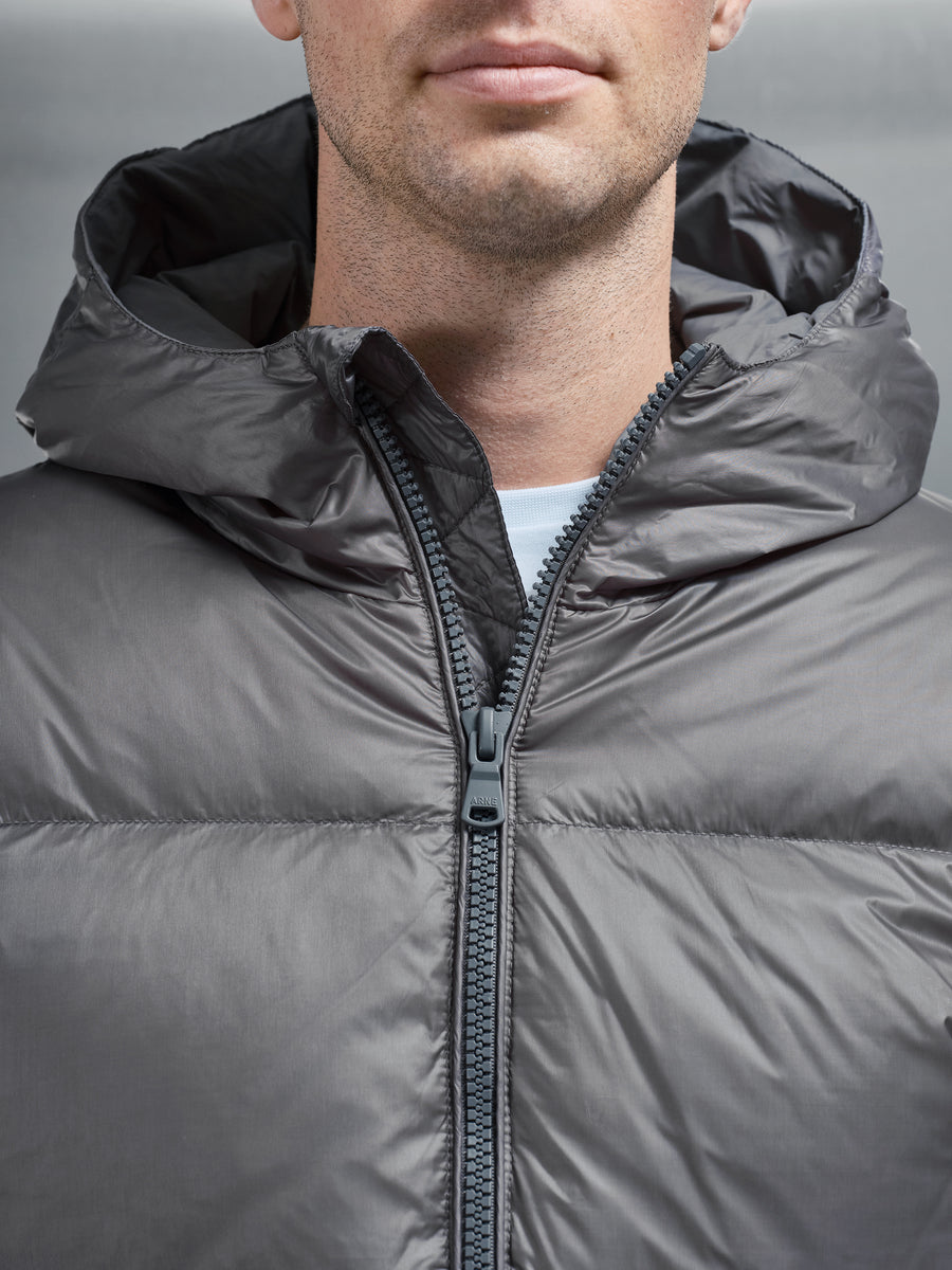 Quilted Down Jacket in Grey