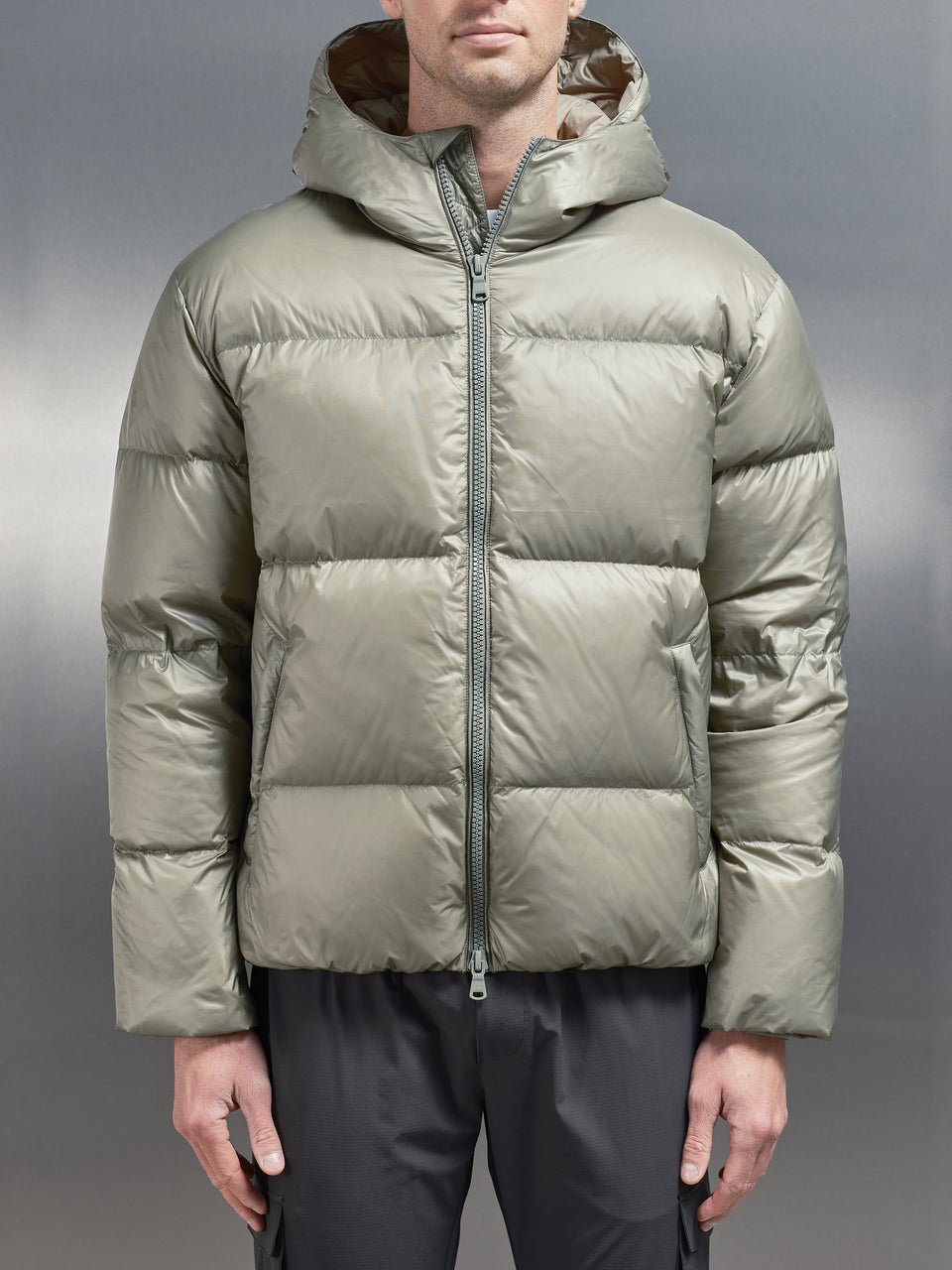 Quilted Down Jacket in Olive