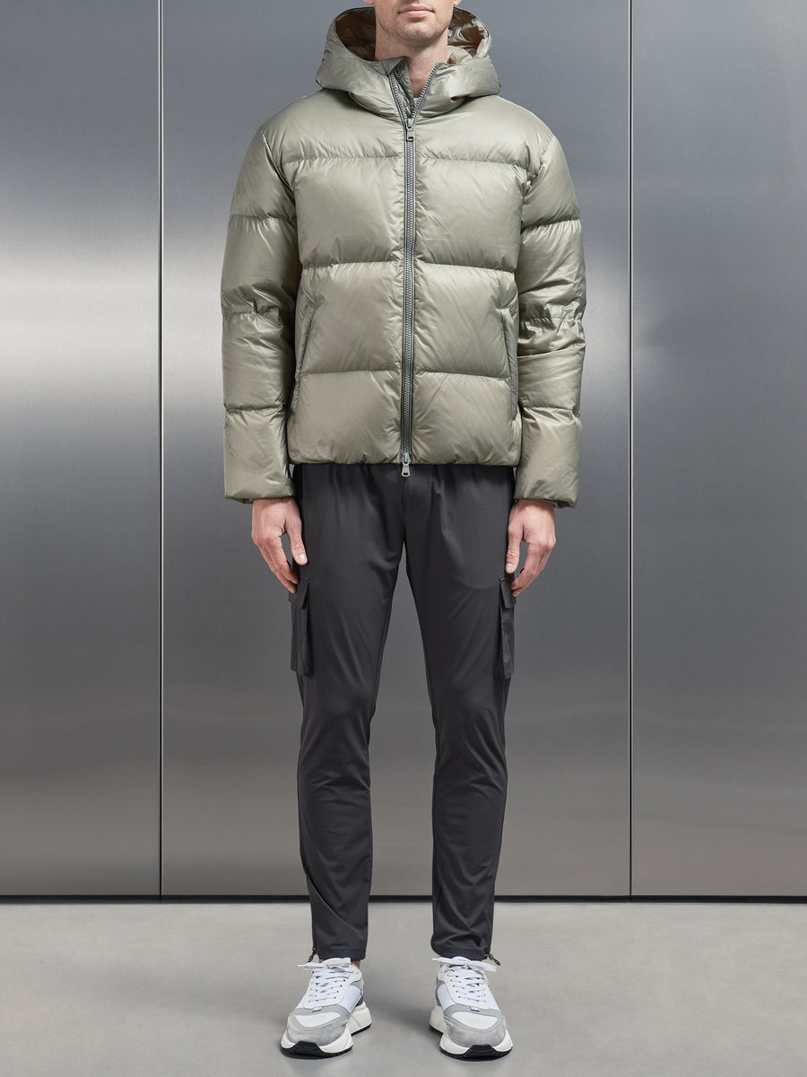 Quilted Down Jacket in Olive