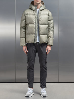 Quilted Down Jacket in Olive