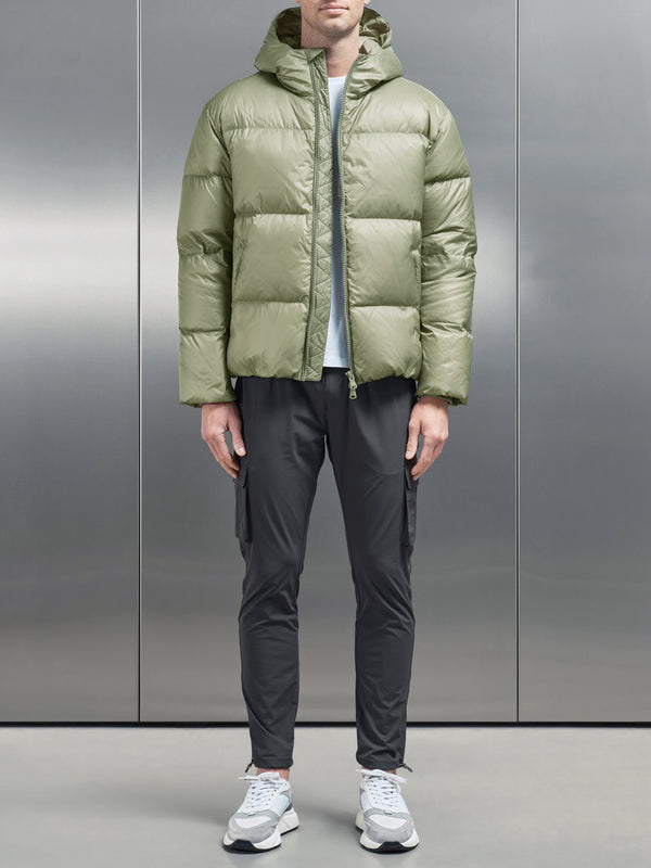 Quilted Down Jacket in Olive