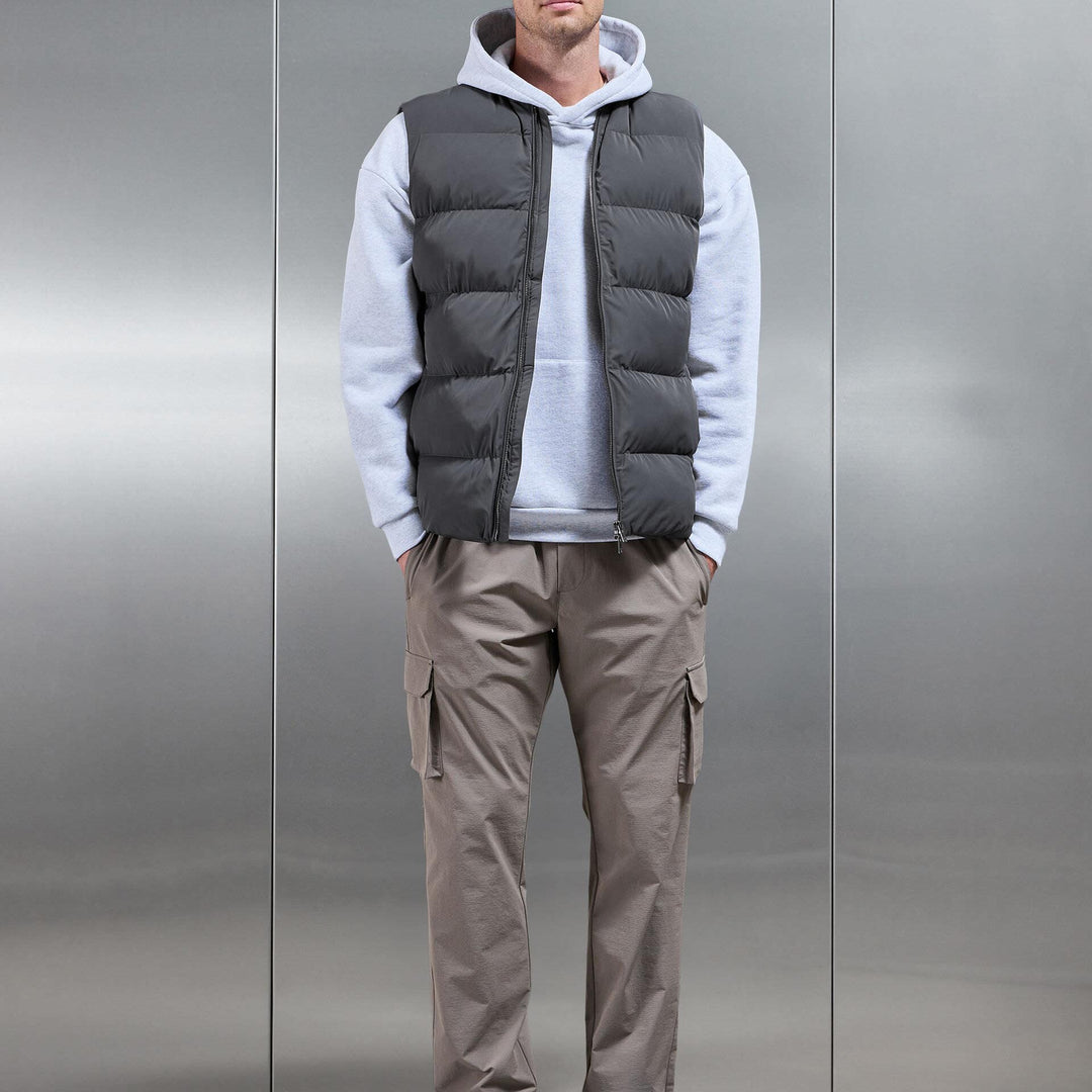 Quilted Bomber Gilet in Grey