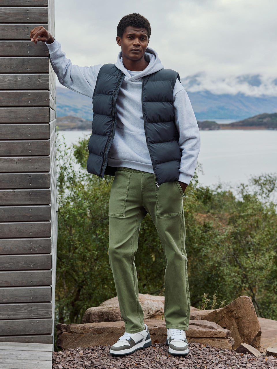 Quilted Bomber Gilet in Grey