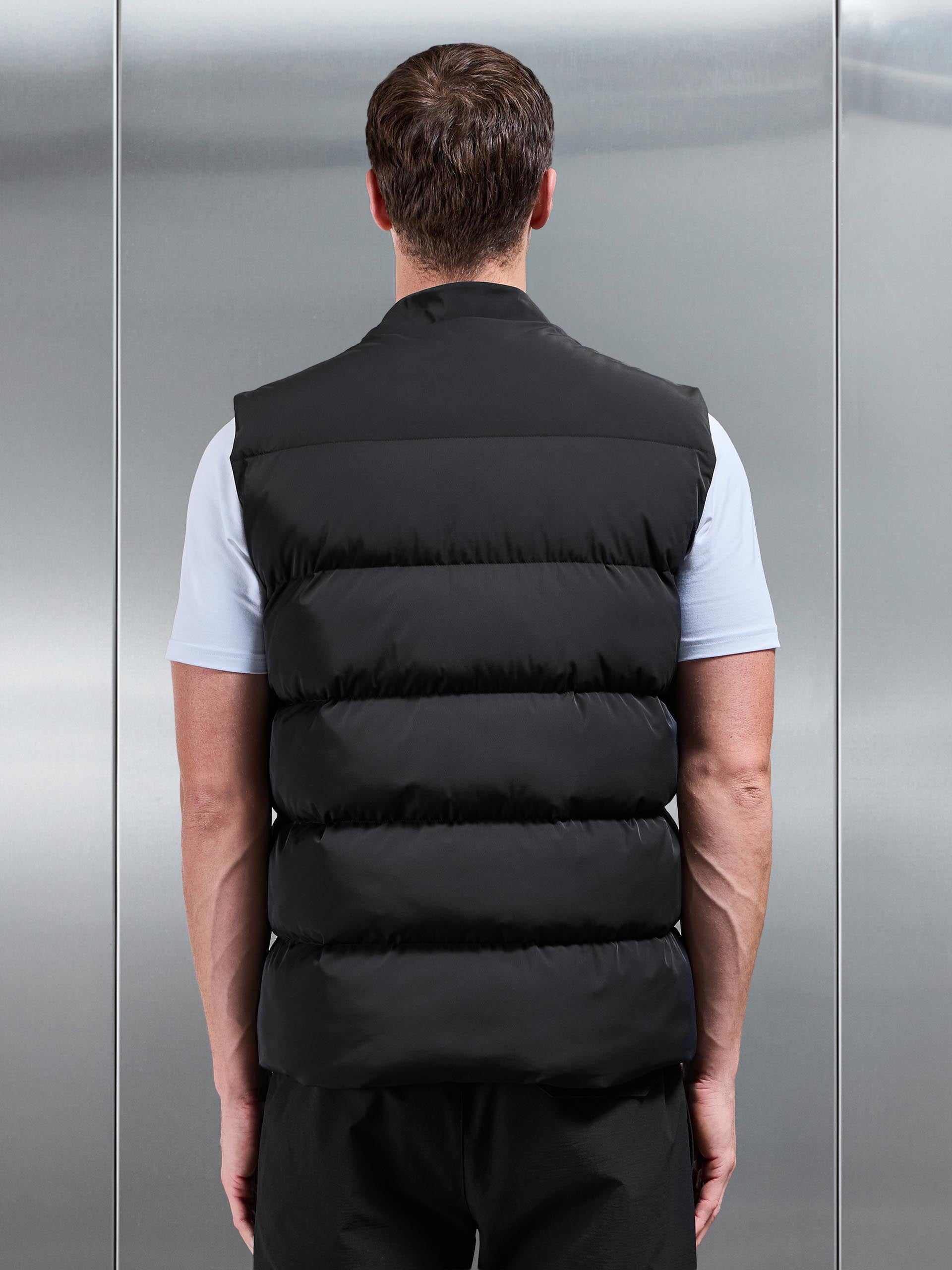 Quilted Bomber Gilet in Black
