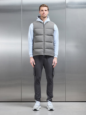 Quilted Bomber Gilet in Olive