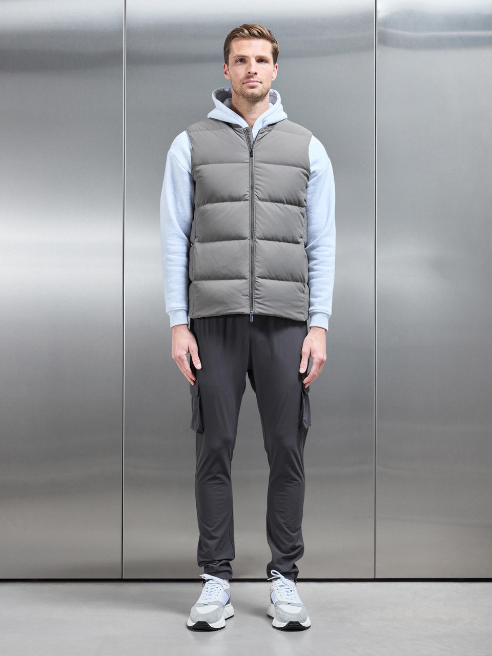 Quilted Bomber Gilet in Olive