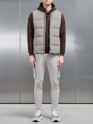 Quilted Bomber Gilet in Taupe