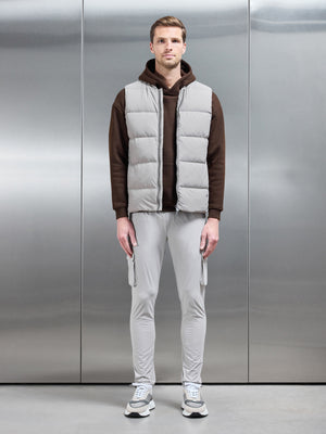 Quilted Bomber Gilet in Taupe