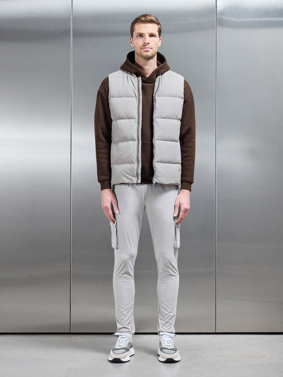 Quilted Bomber Gilet in Taupe