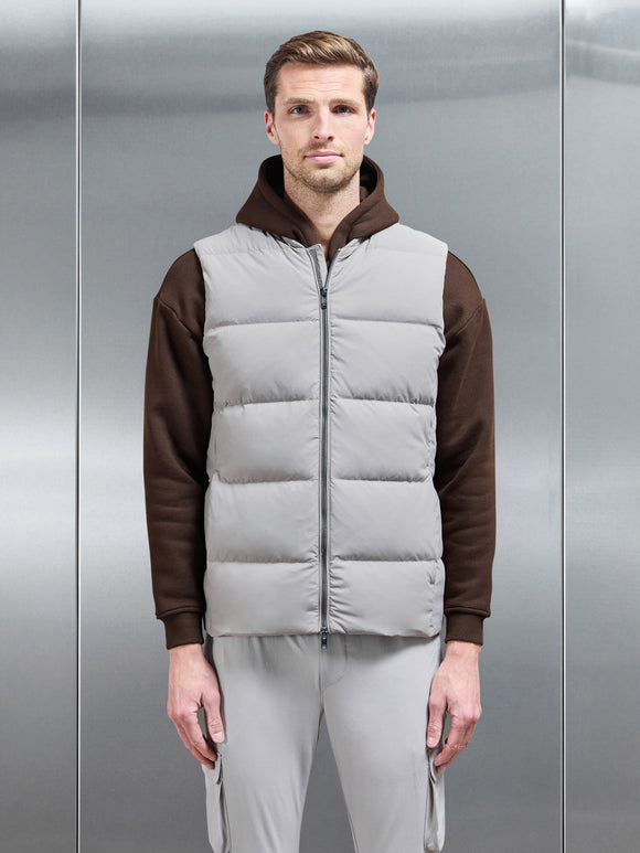 Quilted Bomber Gilet in Taupe