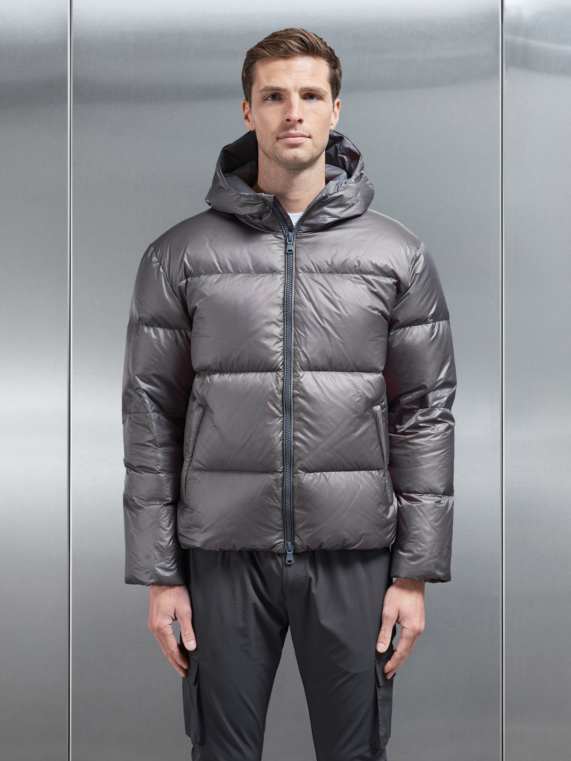 Quilted Down Jacket in Grey
