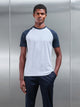 Raglan Slim Fit Stretch Cotton T-Shirt in Marl Grey