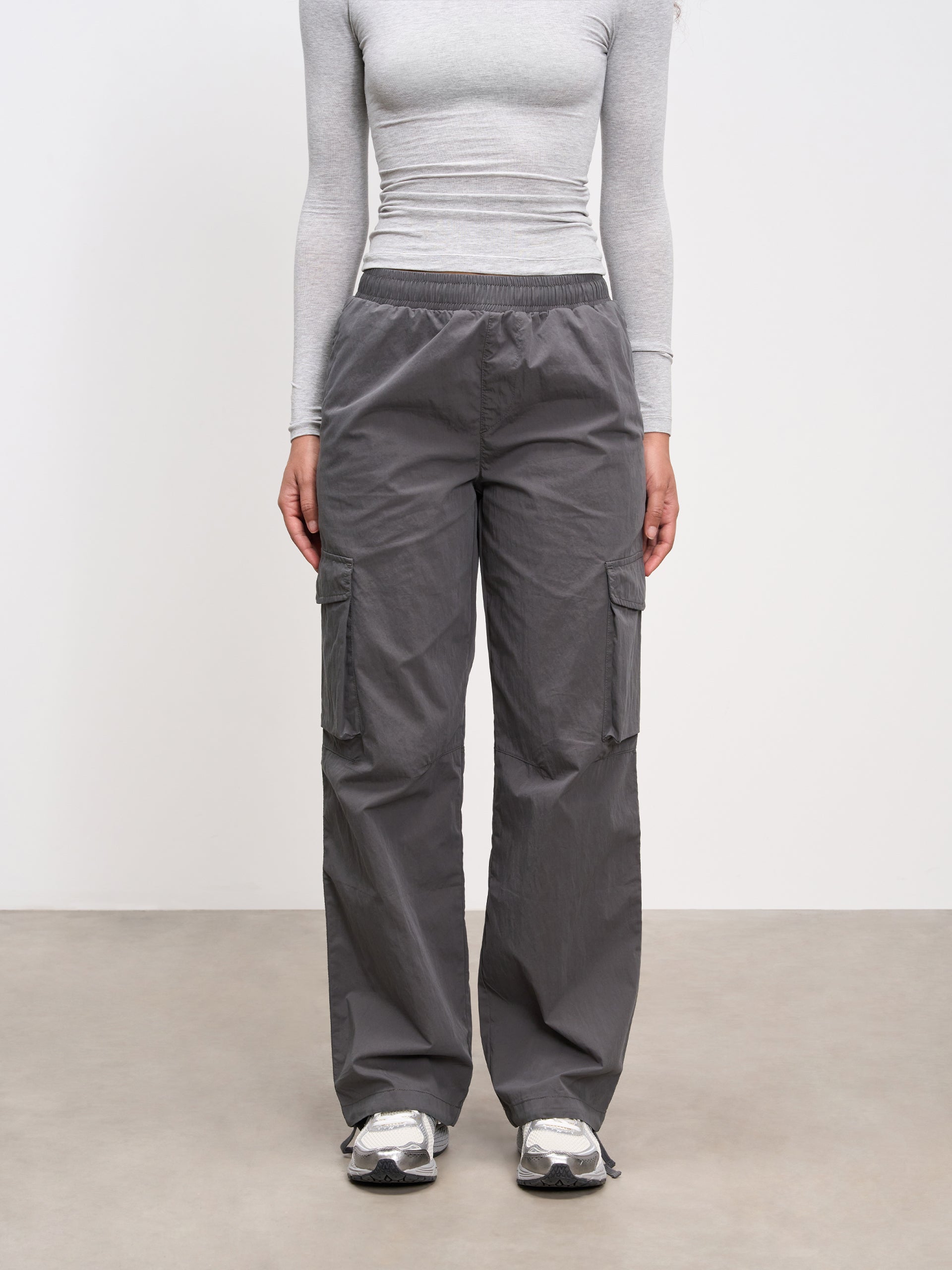 Womens Parachute Cargo Pant in Grey