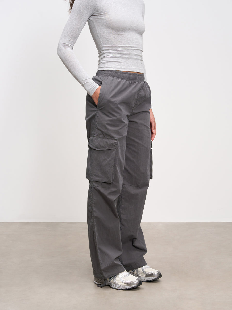 Womens Parachute Cargo Pant in Grey