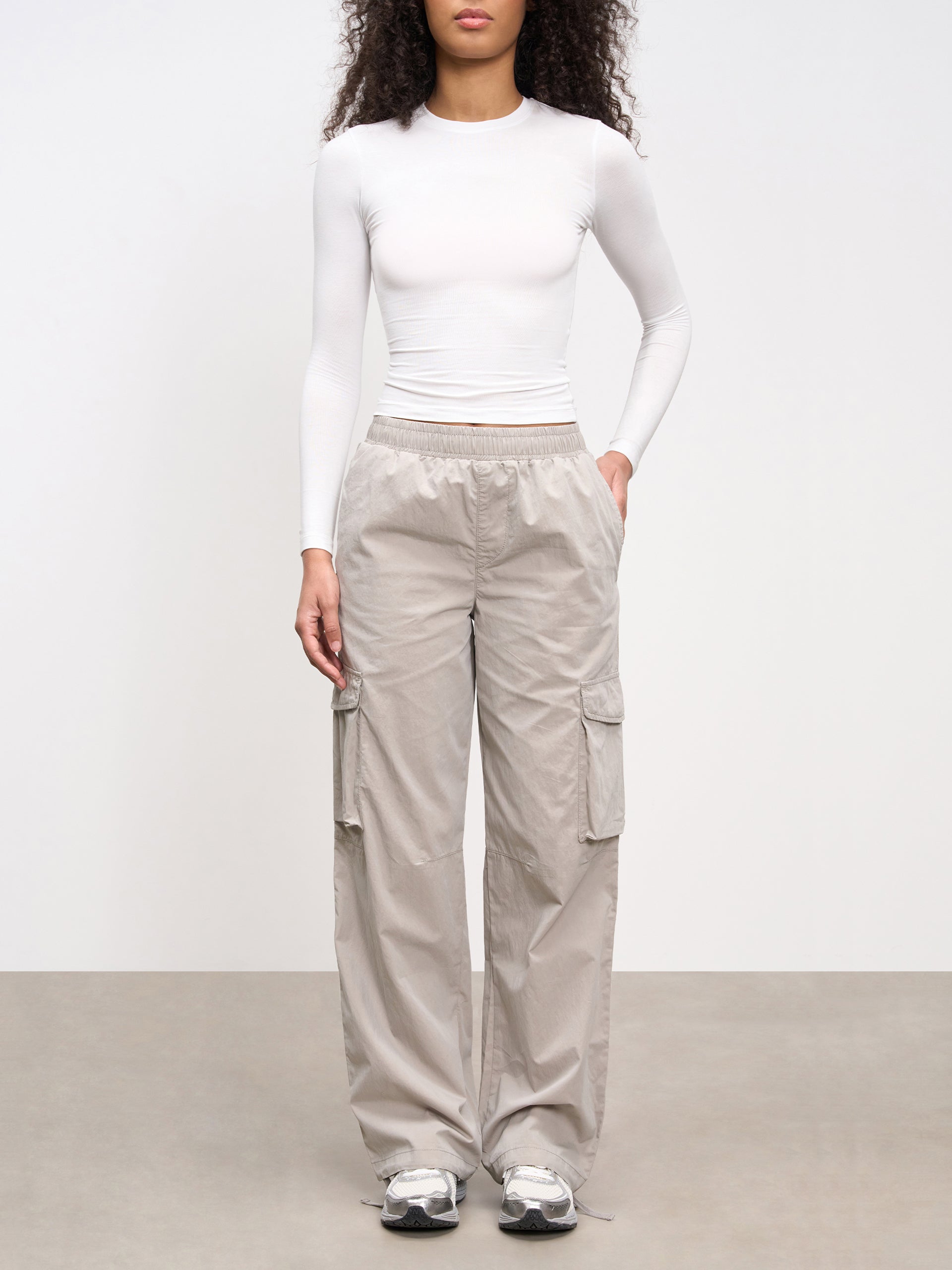 Womens Parachute Cargo Pant in Stone