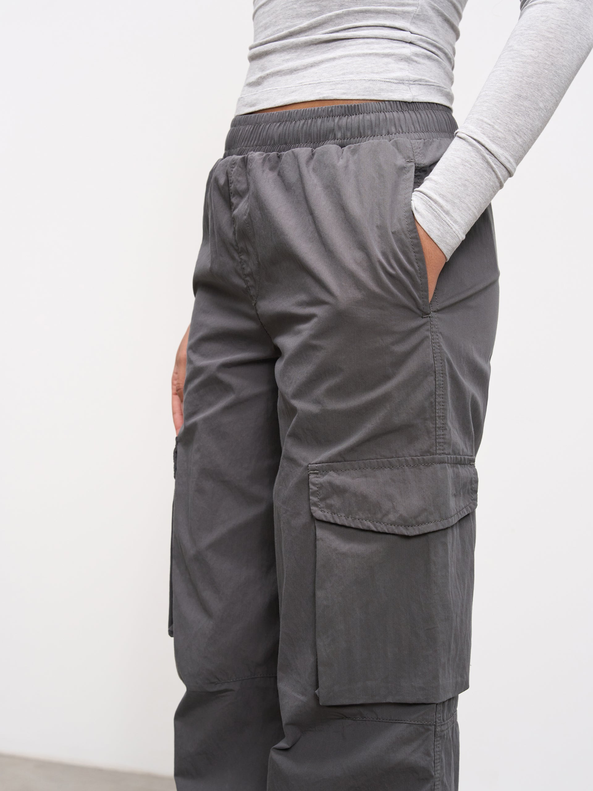 Womens Parachute Cargo Pant in Grey