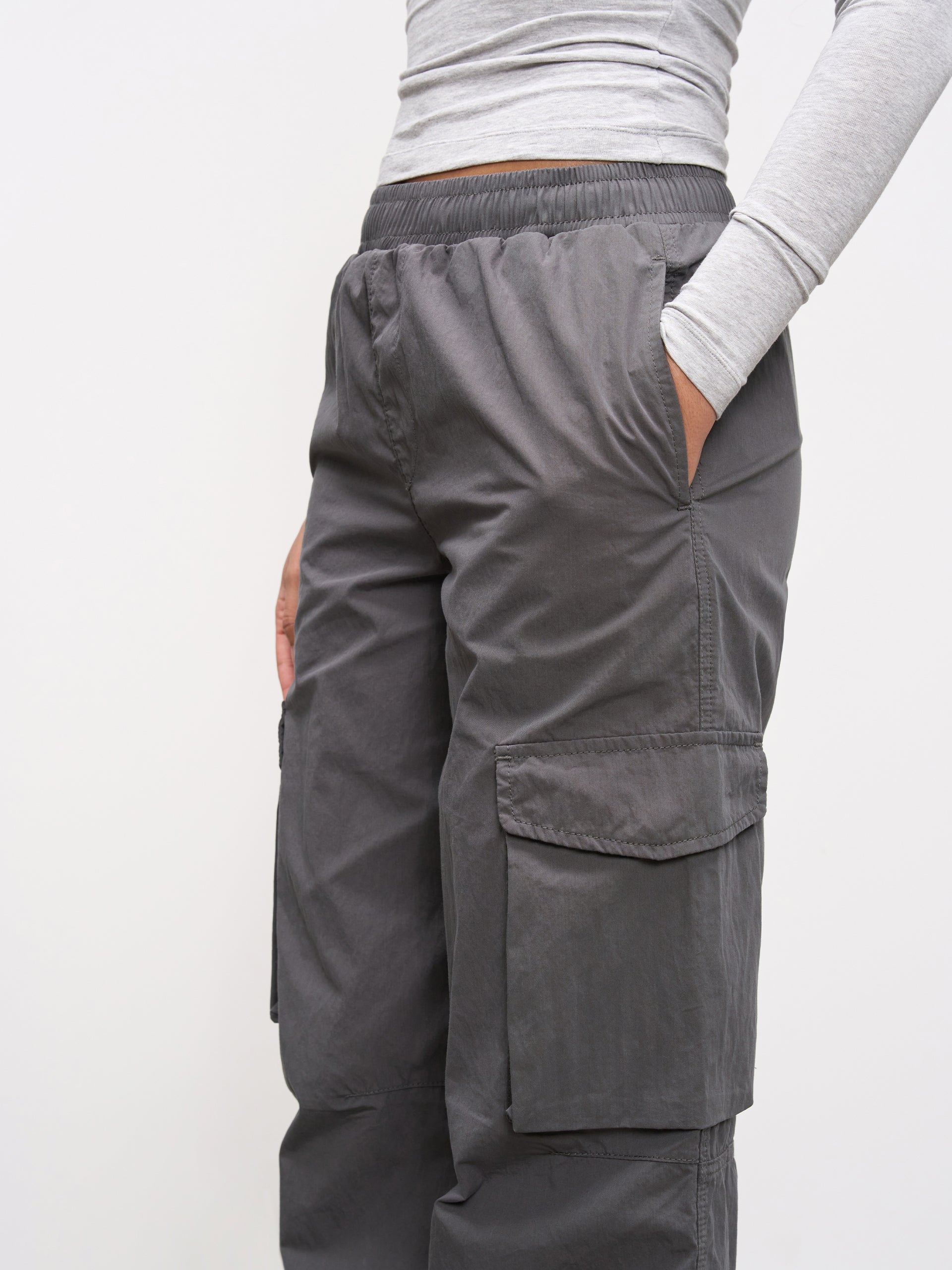 Womens Parachute Cargo Pant in Grey