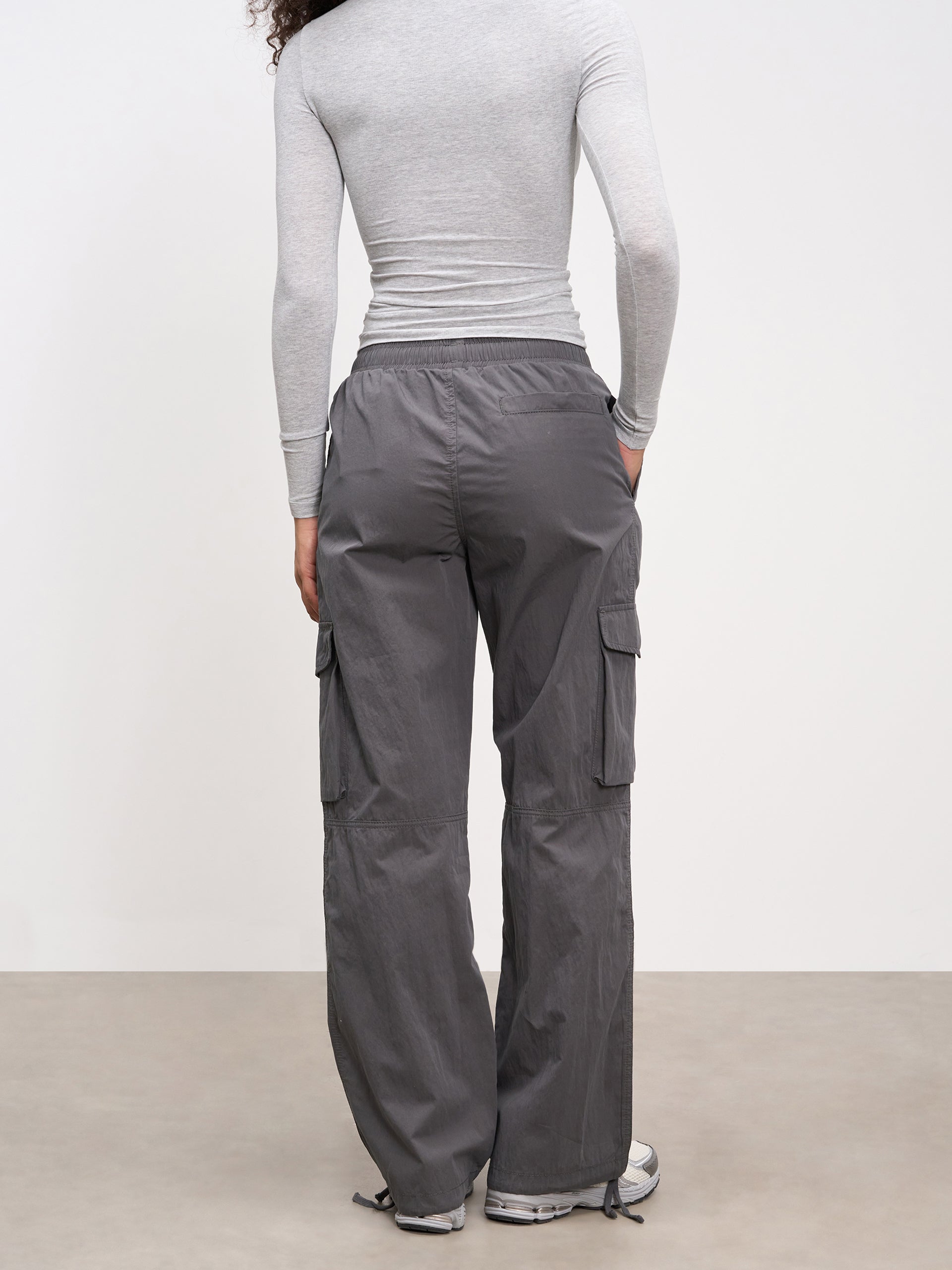 Womens Parachute Cargo Pant in Grey