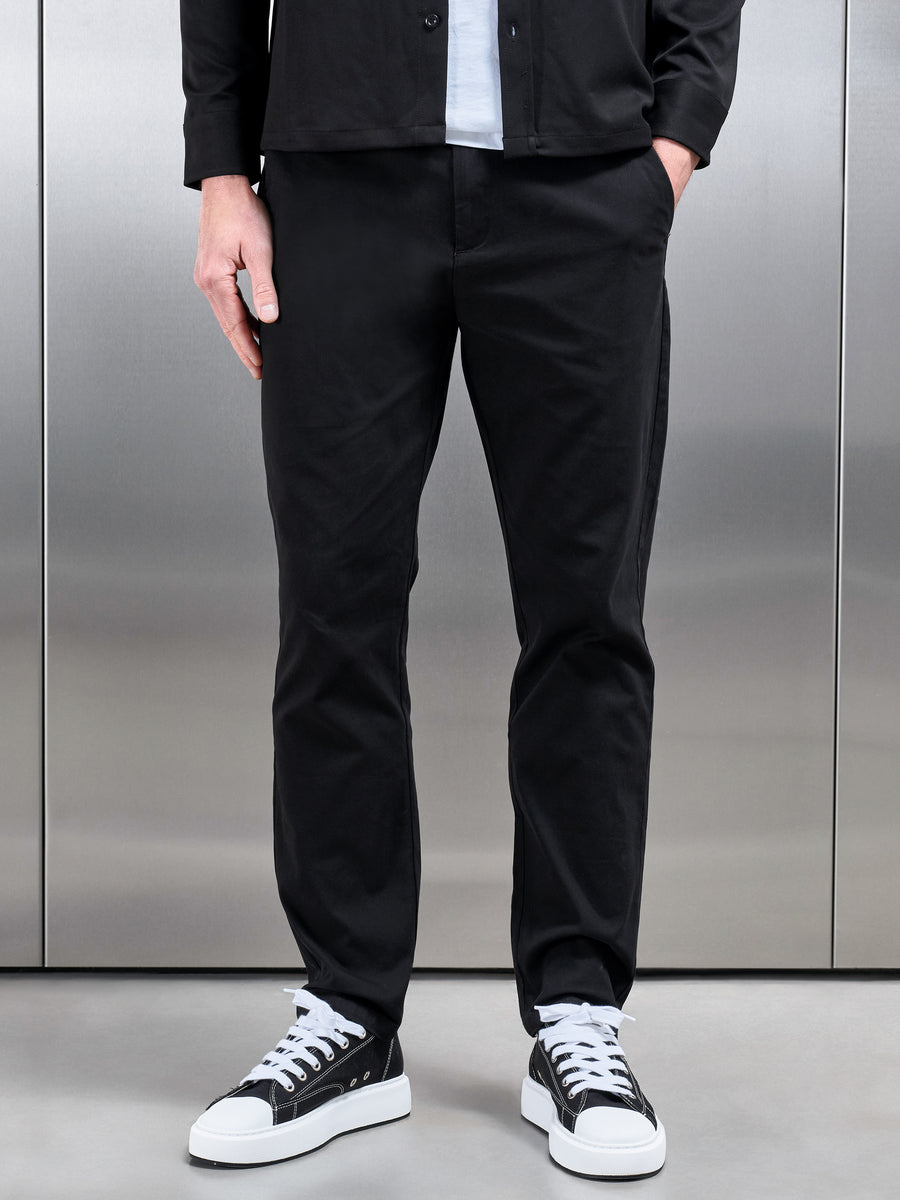 Regular Fit Chino Trouser in Black