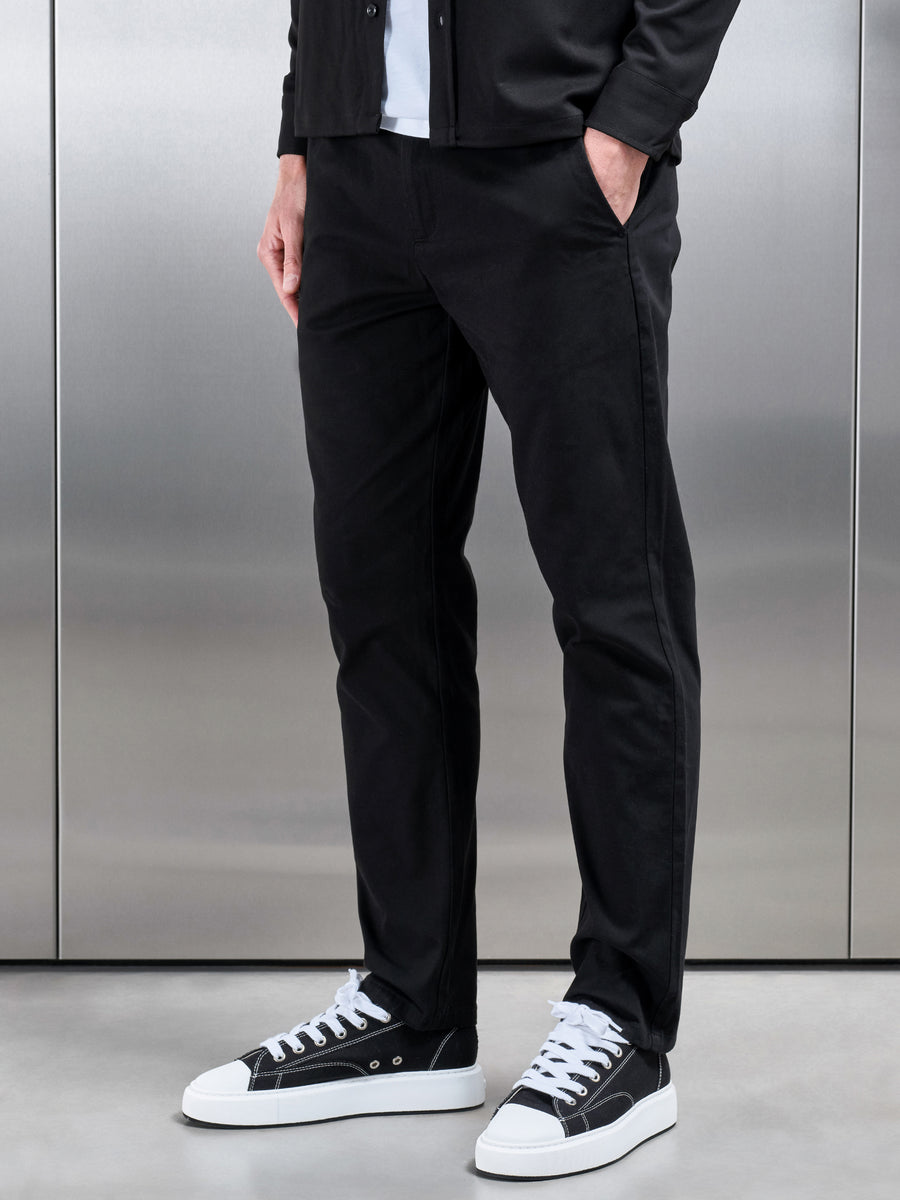 Regular Fit Chino Trouser in Black