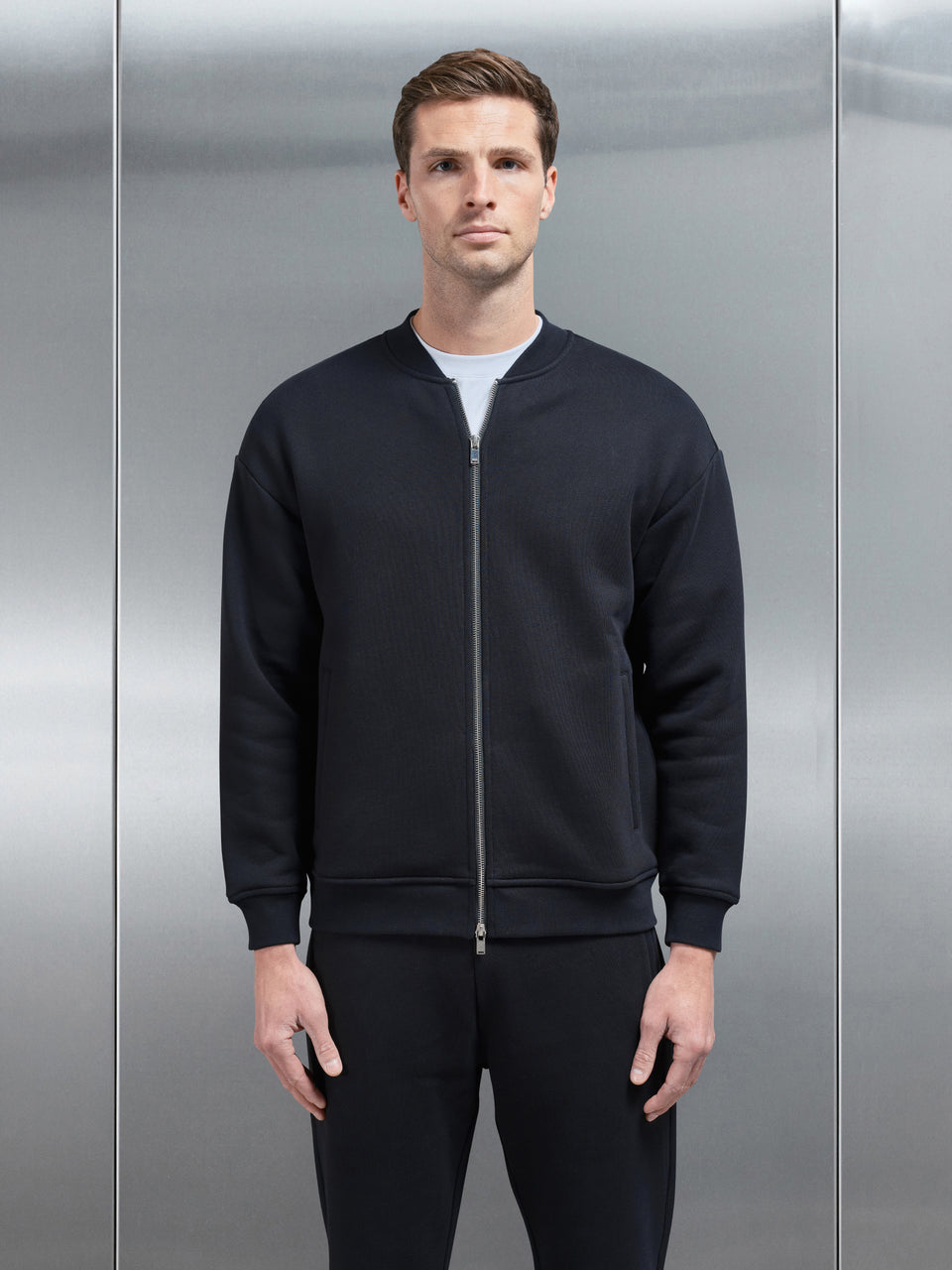Relaxed Fit Bomber Jacket in Black