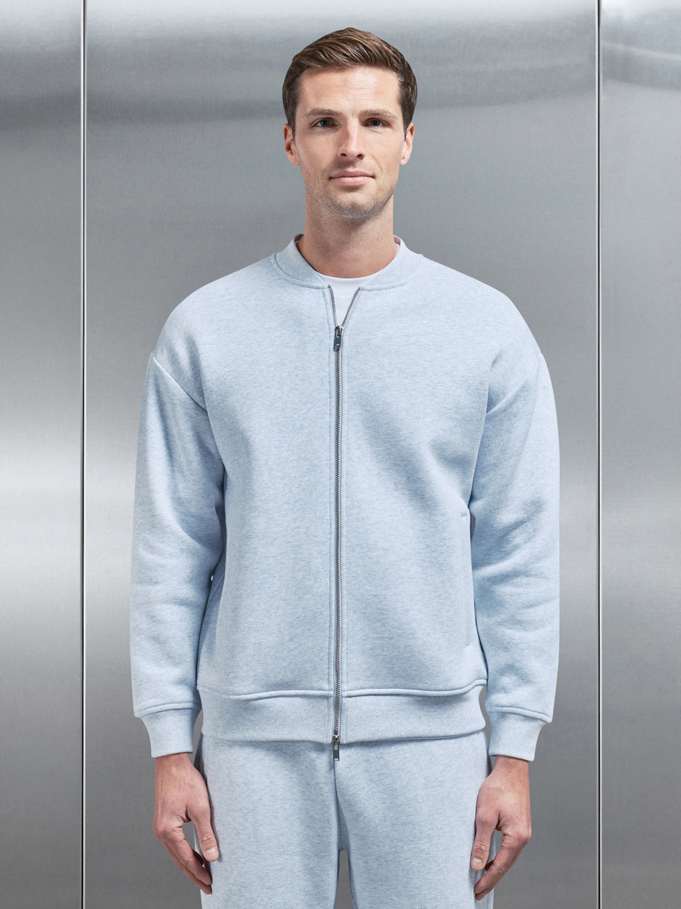 Relaxed Fit Bomber Jacket in Marl Grey