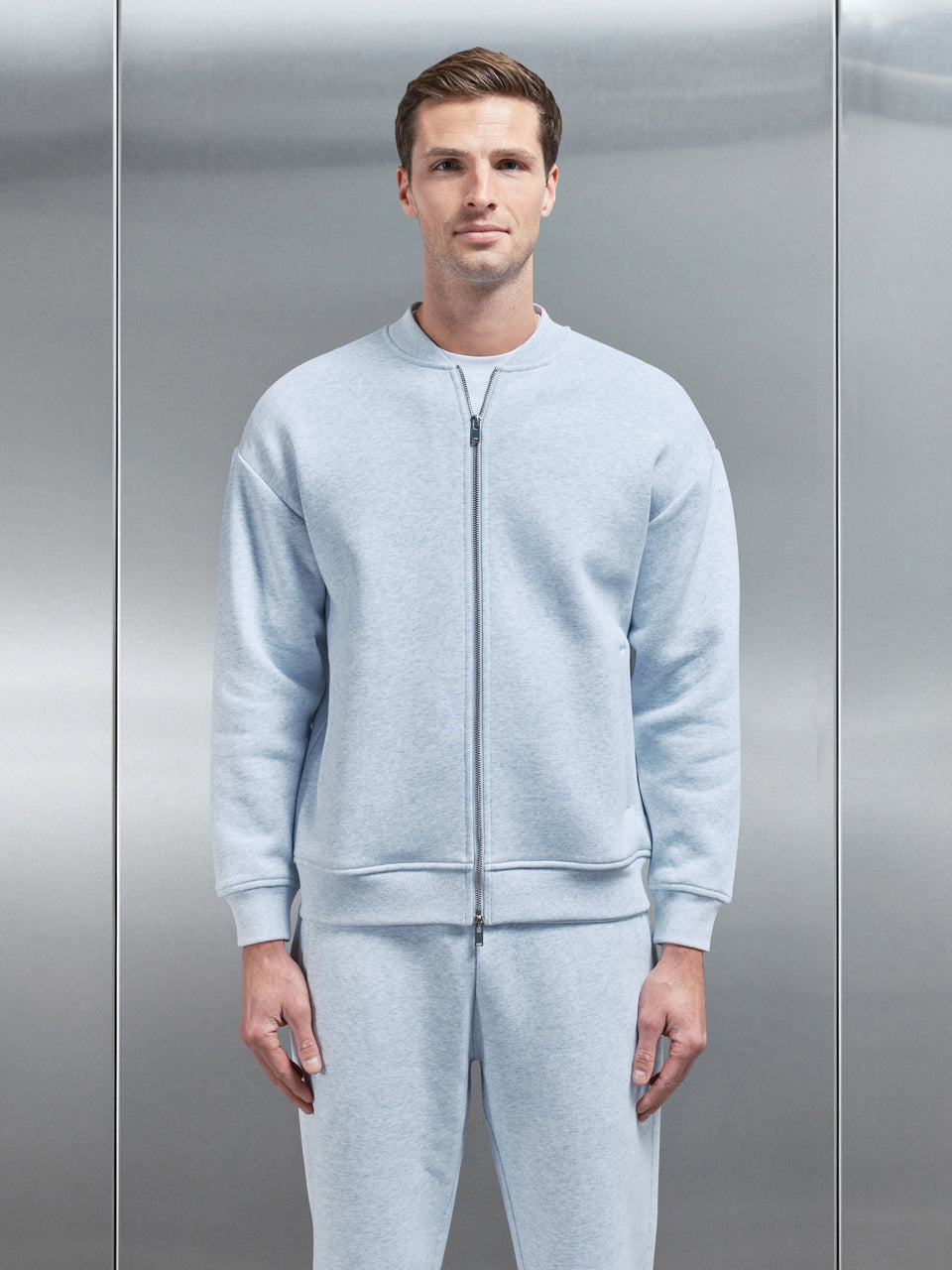 Relaxed Fit Bomber Jacket in Marl Grey