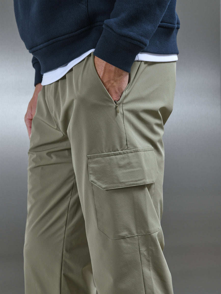 Relaxed Technical Nylon Cargo Pant in Olive