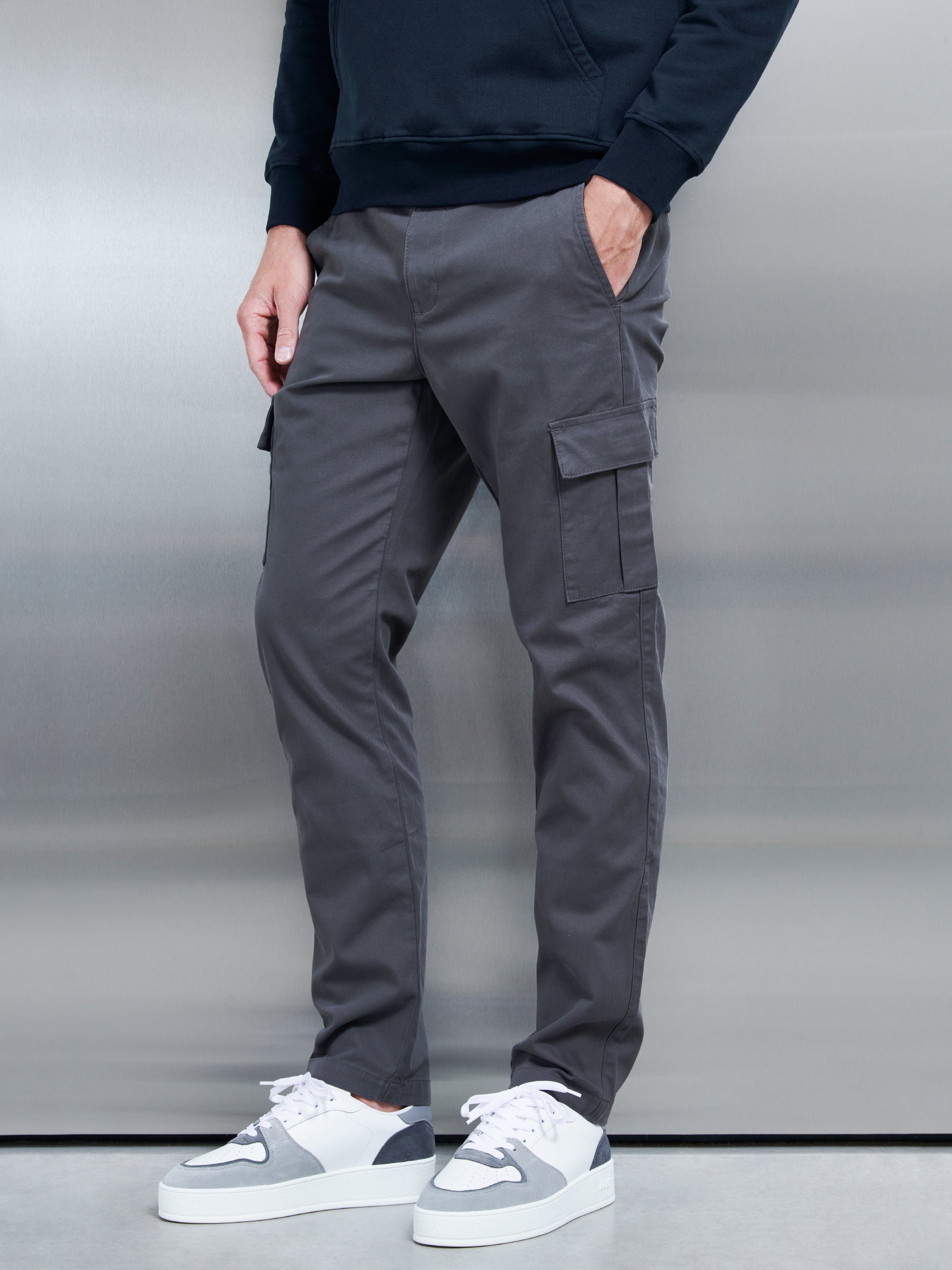 Soojun Men's Cotton Relaxed Fit Full Elastic Waist Twill Pants, Black, 30W  x 28L at Amazon Men's Clothing store