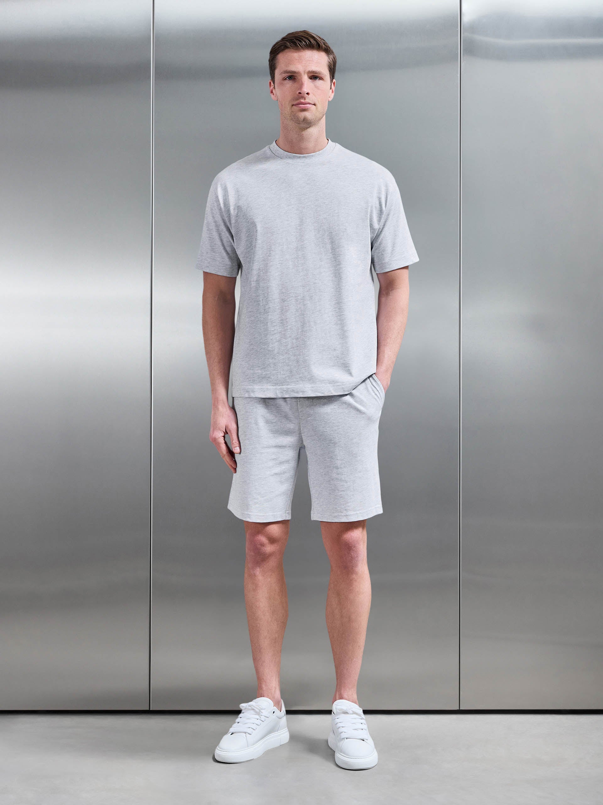 Relaxed Fit Cotton T-Shirt in Grey Marl