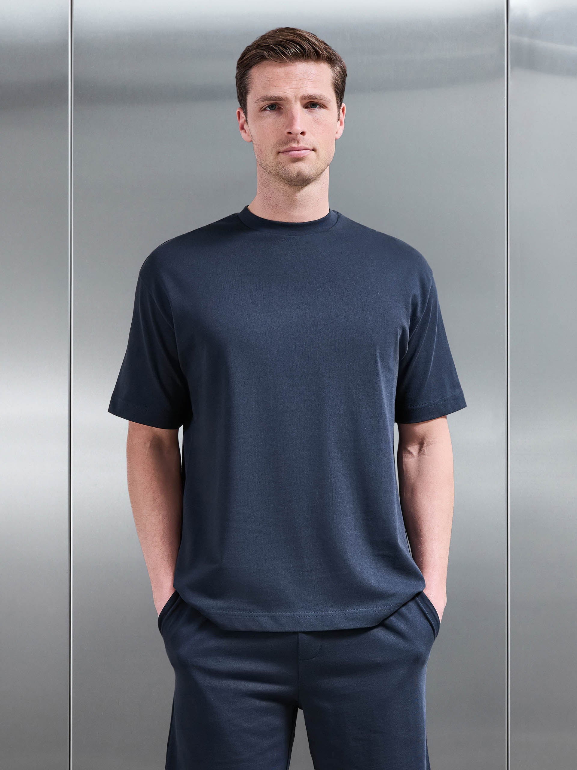 Relaxed Fit Cotton T-Shirt in Navy