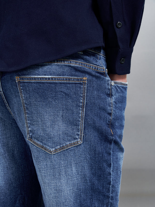 Relaxed Fit Denim Jeans in Mid Blue